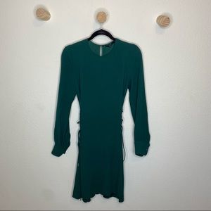 Theory Kensington lace up waist green dress